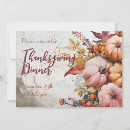 Thanksgiving Inbjudan till innervattenfärgspumpkin