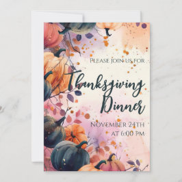 Thanksgiving Inbjudan till innervattenfärgspumpkin