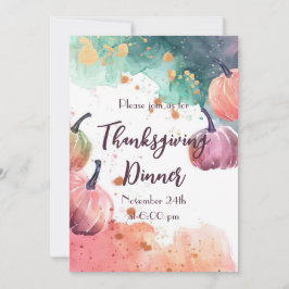 Thanksgiving Inbjudan till innervattenfärgspumpkin