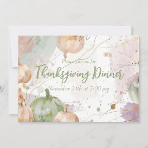 Thanksgiving Inbjudan till innervattenfärgspumpkin
