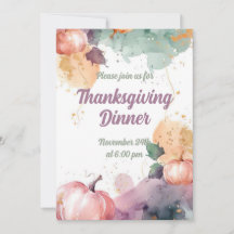 Thanksgiving Inbjudan till innervattenfärgspumpkin