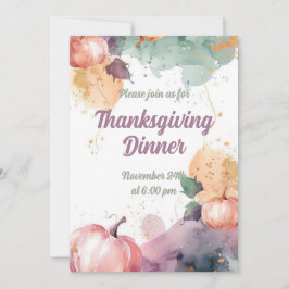 Thanksgiving Inbjudan till innervattenfärgspumpkin