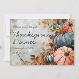 Thanksgiving Inbjudan till innervattenfärgspumpkin
