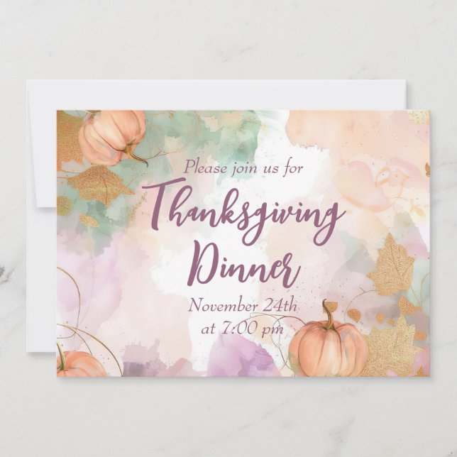 Thanksgiving Inbjudan till innervattenfärgspumpkin (Framsida)