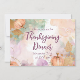 Thanksgiving Inbjudan till innervattenfärgspumpkin