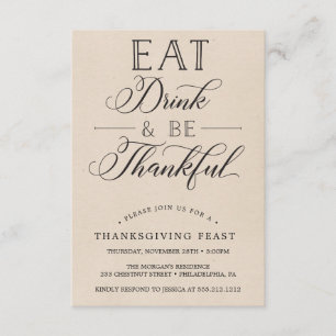 Thanksgiving Inbjudan till middag - Ät, Drick