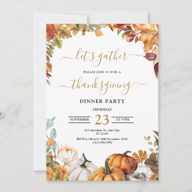 Thanksgiving - inbjudan till middag, Låt oss Ge ta (Framsida)