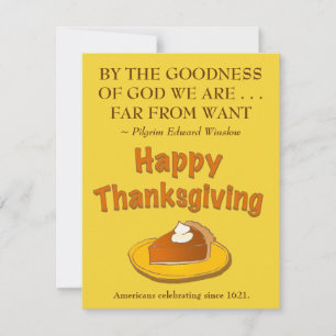 Thanksgiving Inbjudan till middag - Pilgrimcitat