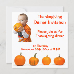 Thanksgiving Inbjudan till middagen Baby och Pumpk