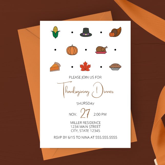Thanksgiving Inbjudan till middagen med alla ikone (Skapare uppladdad)