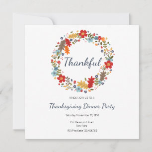 Thanksgiving Inbjudan till middagen Thankful WAN