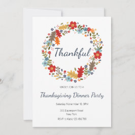Thanksgiving Inbjudan till middagen Thankful WAN