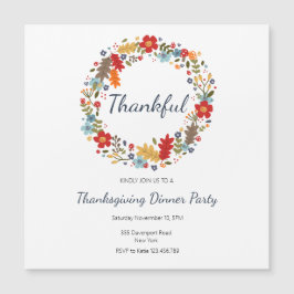 Thanksgiving Inbjudan till middagen Thankful WAN Magnetisk Inbjudningskort