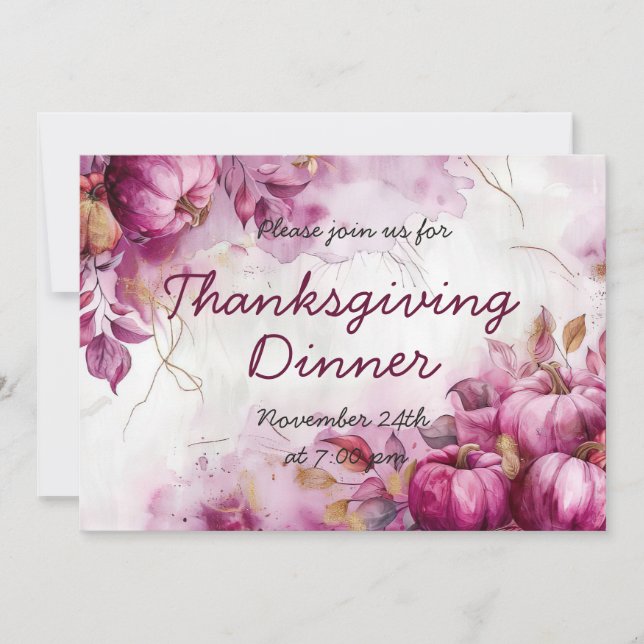 Thanksgiving Inbjudan till middagsinbjudan Vattenf (Framsida)