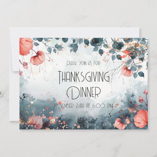 Thanksgiving Inbjudan till middagsinbjudan Vattenf (Framsida)