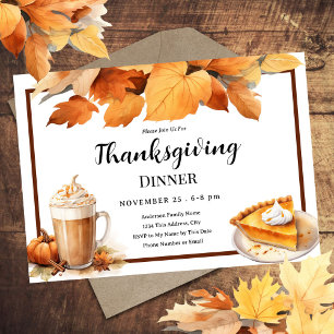 Thanksgiving Inbjudan till paj-Vågrät på middagen