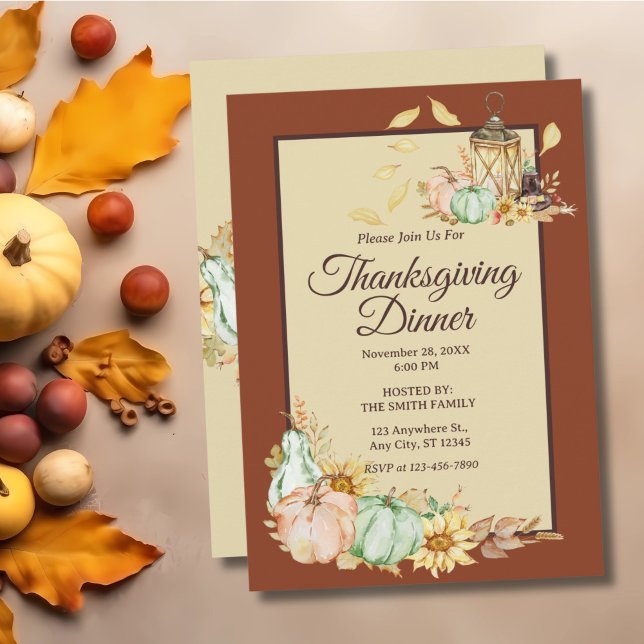 Thanksgiving Inbjudan till Rustic Watercolor-serve (Skapare uppladdad)
