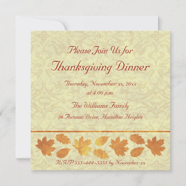 Thanksgiving Inbjudningar (Framsida)
