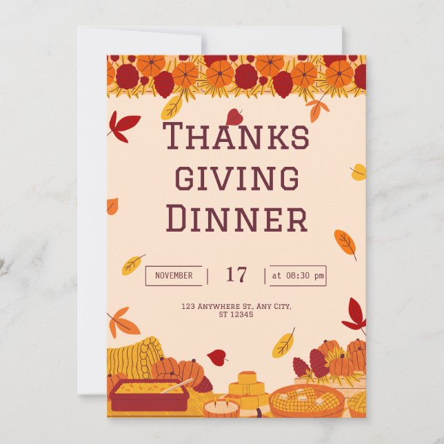 Thanksgiving Inbjudningar (Framsida)