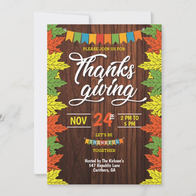 Thanksgiving Inbjudningar (Framsida)