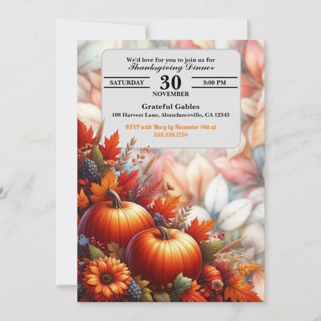 Thanksgiving Inbjudningar (Framsida)