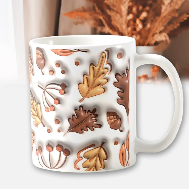 Thanksgiving Inflerat Höst löv Acorn Kaffemugg (Thanksgiving Inflated Fall Autumn Leaves Acorn Coffee Mug)