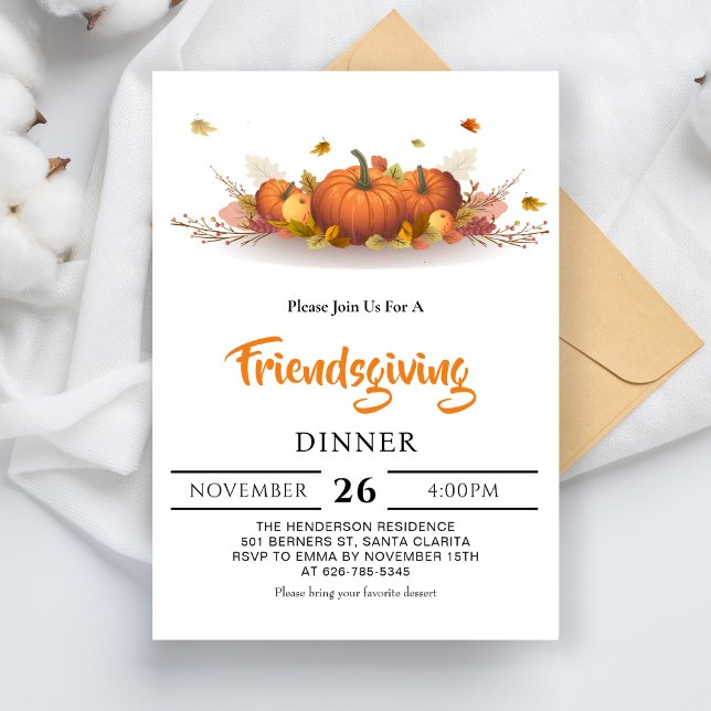 Thanksgiving Innermatningstextvänner som ger Party Inbjudningar (Skapare uppladdad)