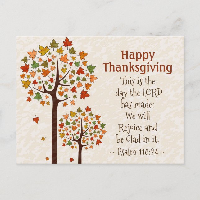 Thanksgiving inspirationell bibel Psalm 118:24 Vykort (Framsida)
