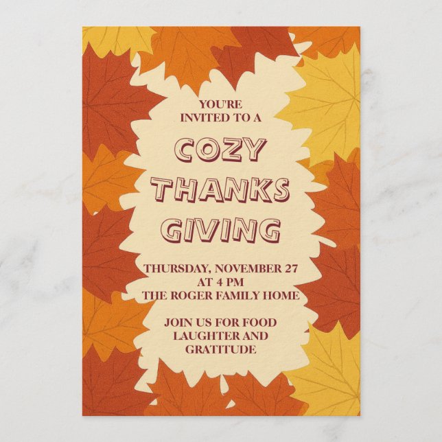 Thanksgiving Invitation – Autumn Leaves Fall  Inbjudningar (Framsida)