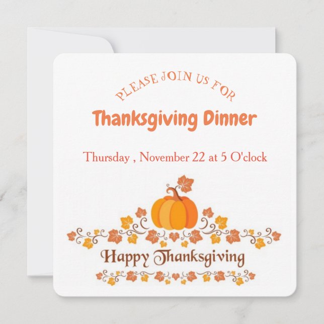 thanksgiving invitation card inbjudningar (Framsida)
