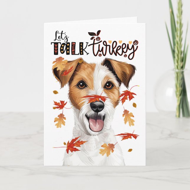 Thanksgiving Jack Russell Hund Lets Prata Turkiet Helgkort (Framsida)