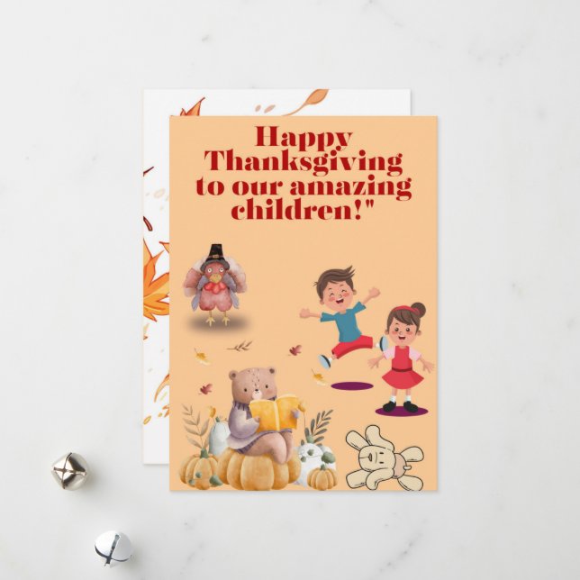 Thanksgiving Joy för våra barn Julkort (Fram/Back In Situ)