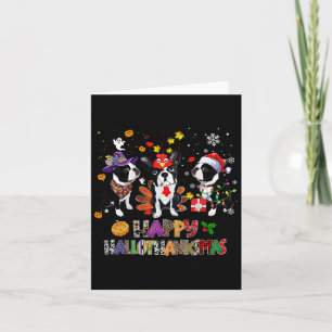 Thanksgiving jul Boston Terrier Hund Hallotha Kort