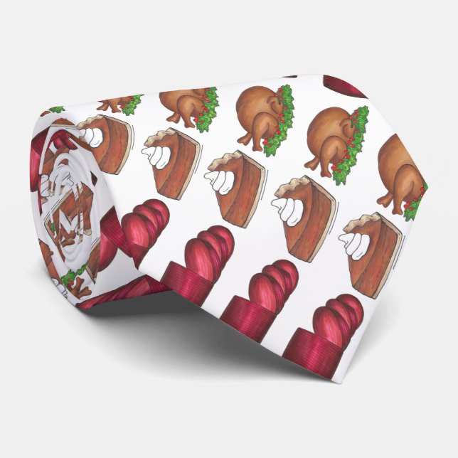 Thanksgiving Jul Helgdag Middag Foodie Tie Slips (Rullad)