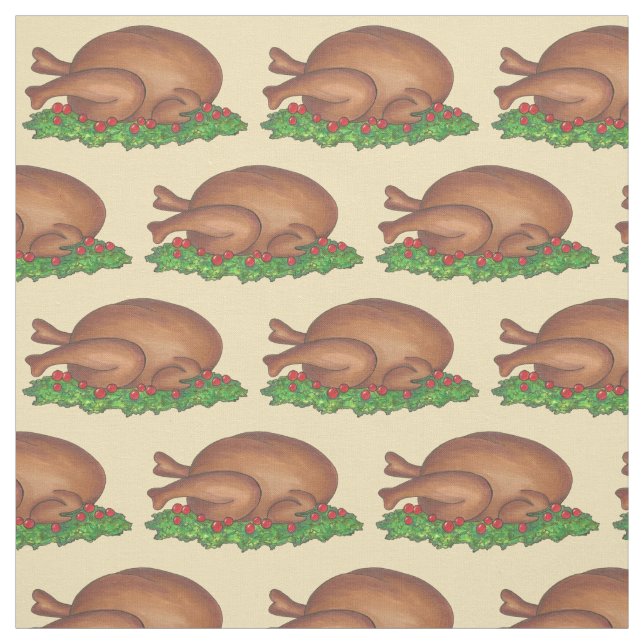 Thanksgiving Jul Helgdag Turkiet Kött Platter Tyg (Provkarta)