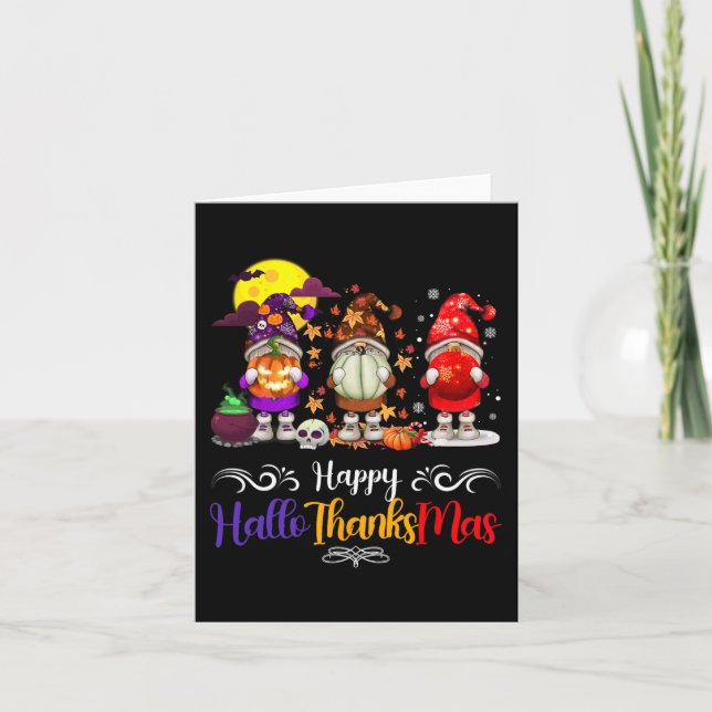 Thanksgiving jul Lycklig Hallothanksmas Gnomes Kort (Framsida)