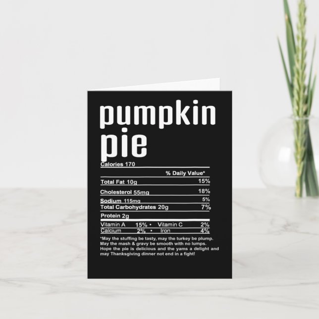 Thanksgiving jul Pumpkin Paj Nutritional Fac Kort (Framsida)