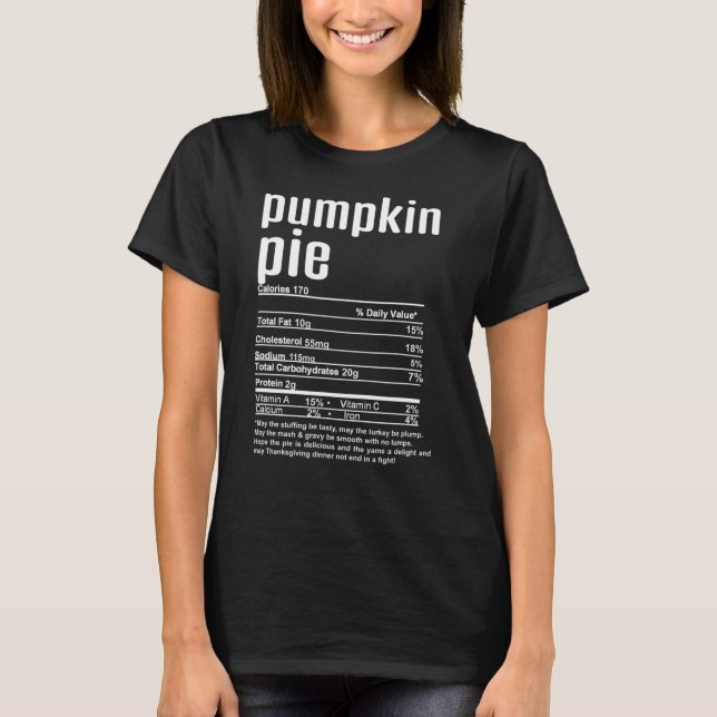 Thanksgiving jul Pumpkin Paj Nutritional Fac T Shirt (Framsida)