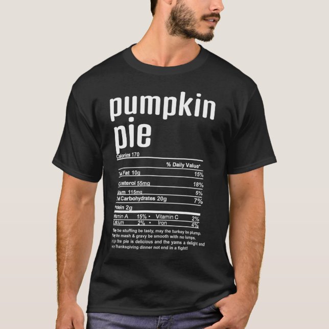 Thanksgiving jul Pumpkin Paj Nutritional Fac T Shirt (Framsida)