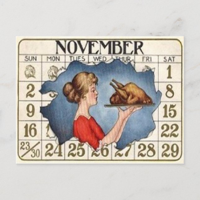 Thanksgiving Kalender Helg Vykort (Framsida)