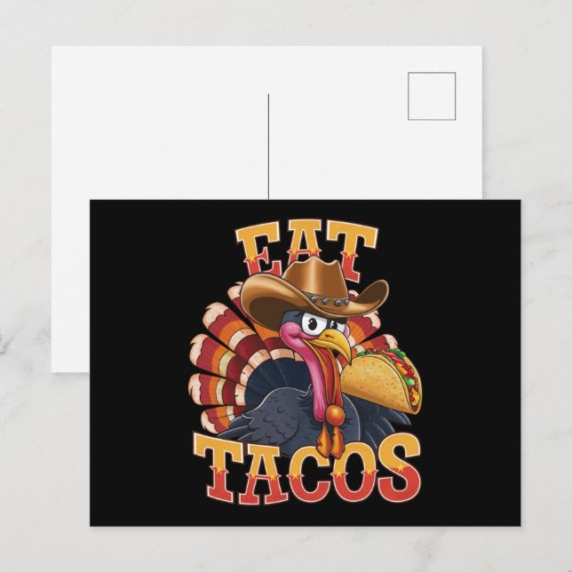 Thanksgiving Kalkon Ät Tacos  Rolig Mexikan  Vykort (Fram/baksida)