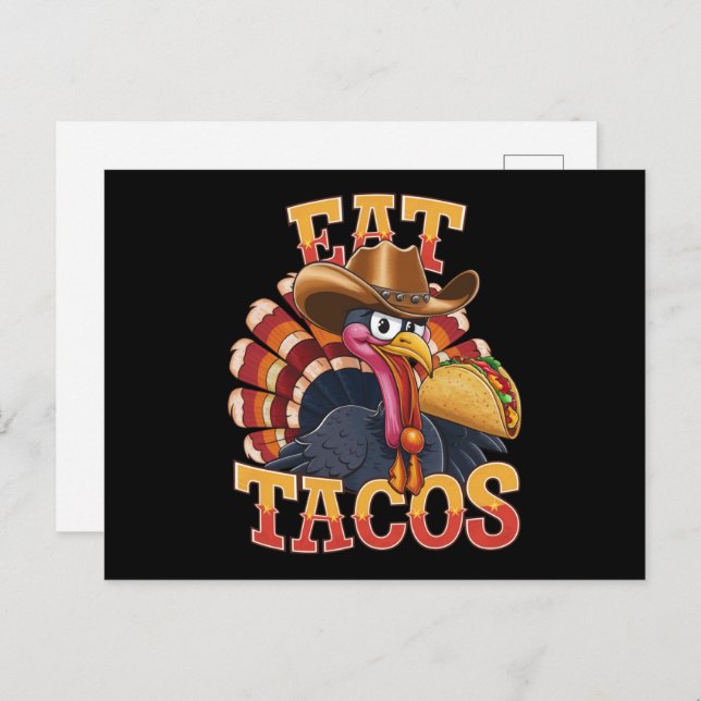 Thanksgiving Kalkon Ät Tacos  Rolig Mexikansk  Vykort (Fram/baksida)