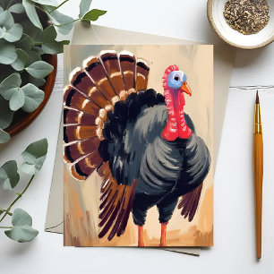 Thanksgiving Kalkon Glad Thanksgiving Målade Helg Vykort