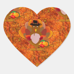 thanksgiving kalkon hjärtformat klistermärke