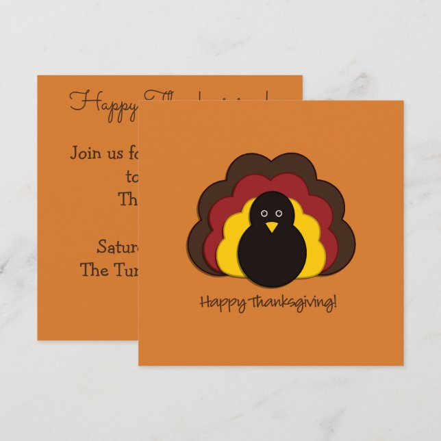 Thanksgiving kalkon inbjudningar (Fram/baksida)