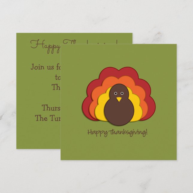 Thanksgiving kalkon inbjudningar (Fram/baksida)