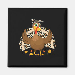 Thanksgiving Kalkon Leopard Kvinnor Flicka Höst Ta Magnet