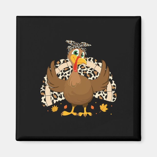 Thanksgiving Kalkon Leopard Kvinnor Flicka Höst Ta Magnet (Framsidan)