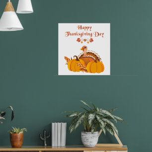 Thanksgiving kalkon med pumpor poster
