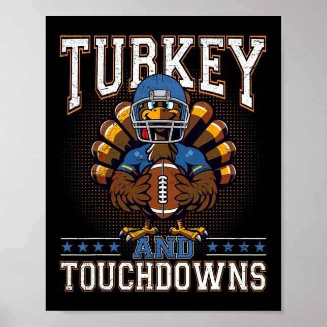 Thanksgiving Kalkon Och Mål Fotboll Män Ki Poster (Framsidan)